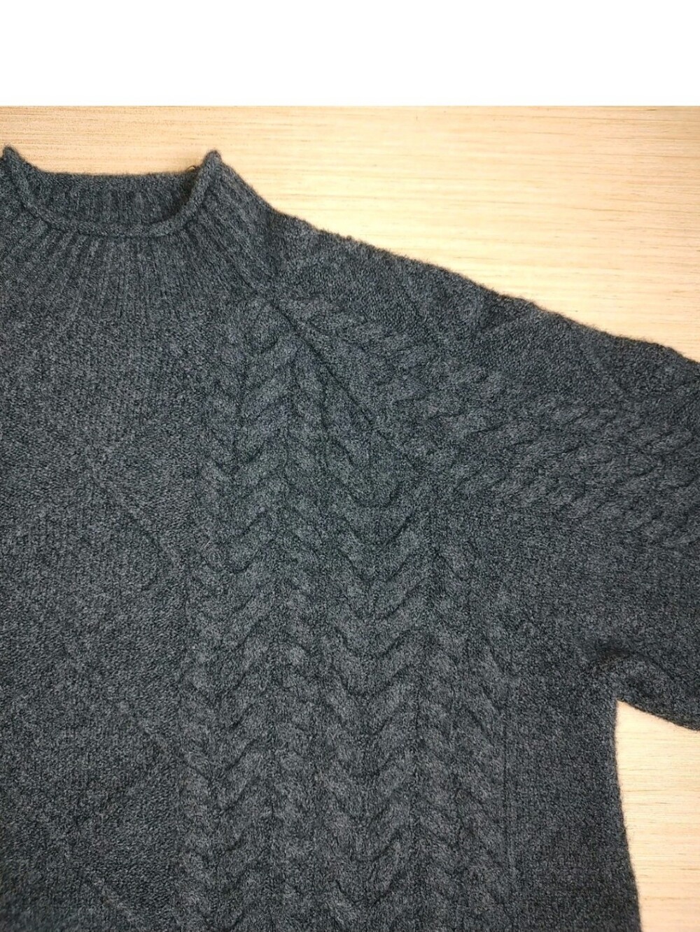 J Crew Mock Roll Neck Pullover Wool Alpaca Fisherman Crop Sweater Grey Chunky M